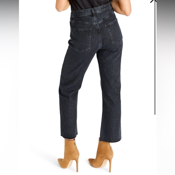 Etica Josie High Waist Raw Hem Flare Jean Obsidian Black Denim Casual Women’s 29 - Picture 2 of 10